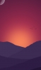 📱赤いグラデーションの空 月と渡り鳥 山 Redmi Note 9S 壁紙・待ち受け
