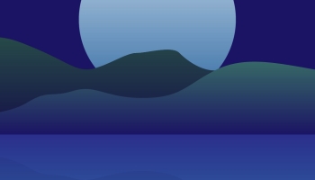 📱月と山と湖のイラスト iPhone 13 mini 壁紙・待ち受け
