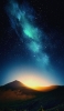 📱綺麗な青い銀河とオレンジに染まる山 Redmi Note 10 Pro 壁紙・待ち受け