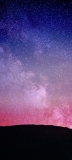 📱青・ピンクのグラデーションの銀河 山のシルエット Redmi Note 9S 壁紙・待ち受け