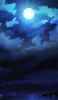📱青い満月 綺麗な星空 雲 OPPO A5 2020 壁紙・待ち受け