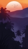 📱夕日と渡り鳥と山と森 イラスト ZenFone 7 Pro 壁紙・待ち受け