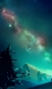 📱綺麗な緑の星空と雪山のアート ZenFone 7 Pro 壁紙・待ち受け