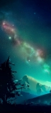 📱綺麗な緑の星空と雪山のアート Galaxy A32 5G 壁紙・待ち受け