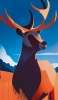 📱青い空と鹿のイラスト Find X Android 壁紙・待ち受け