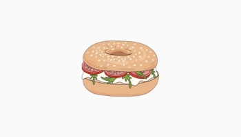 📱ミニマル 穴の開いたトマト入りのハンバーガーの絵 ROG Phone 3 Android 壁紙・待ち受け