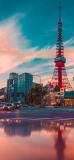 📱夕暮れ時の東京タワー iPhone 12 mini 壁紙・待ち受け