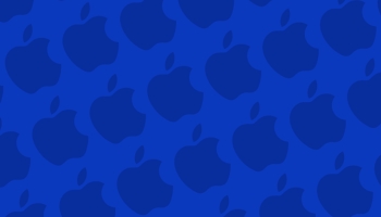 📱ビビッド・ブルー アップルのロゴ パターン Android One S8 壁紙・待ち受け