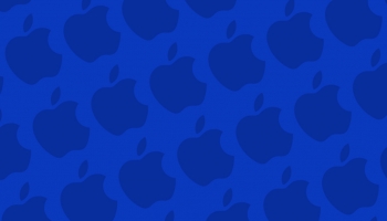 📱ビビッド・ブルー アップルのロゴ パターン Google Pixel 4a 壁紙・待ち受け