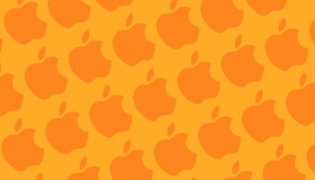 📱ビビッド・イエロー アップルのロゴ パターン iPhone 12 壁紙・待ち受け